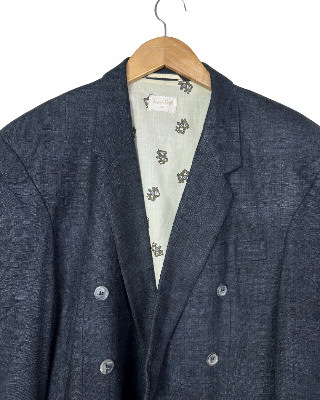 Vintage Coarse Pure Silk Double Breasted Blazer