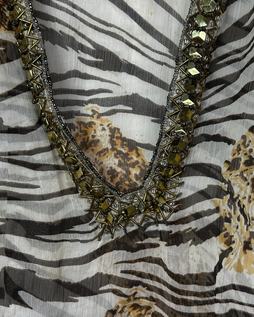 Arden B. Embellished Sheer Leopard Top