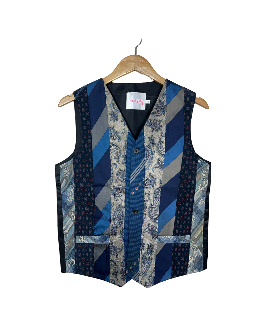 Retied Unisex Upcycled Necktie Vest - Small