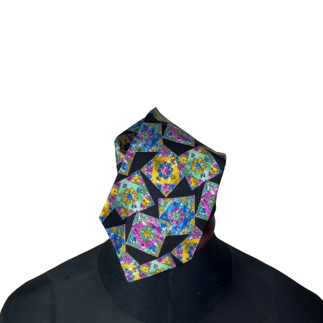 Multicolor Geometric Floral Print Necktie 10 cm