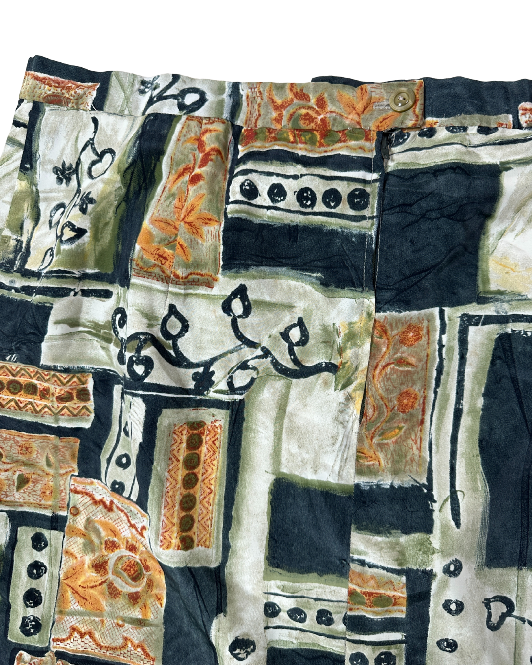 Vintage Patchwork Abstract Midi Skirt