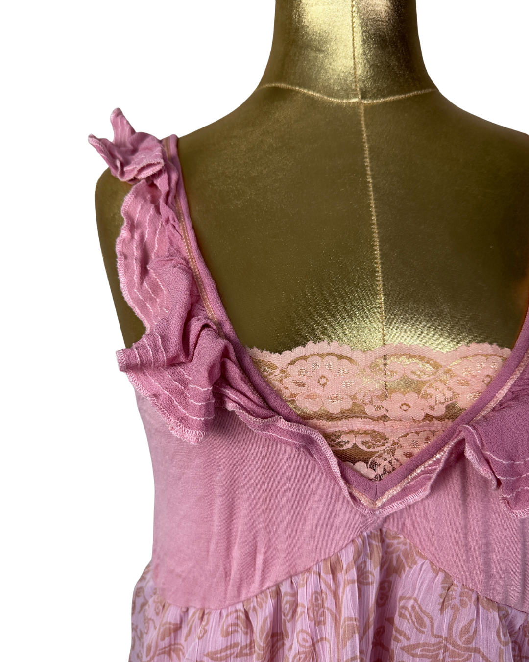 Pink Ruffle Lace Floral Cami Top Y2K Style