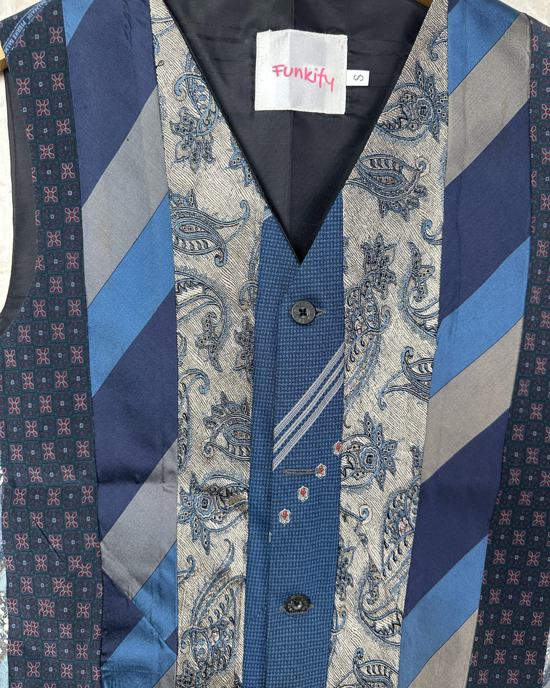 Retied Unisex Upcycled Necktie Vest - Small