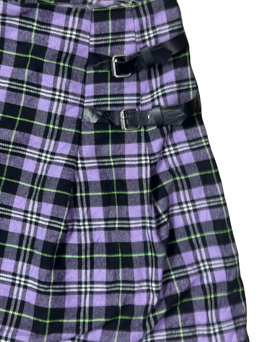 Purple Plaid Pleated Mini Skirt - XL