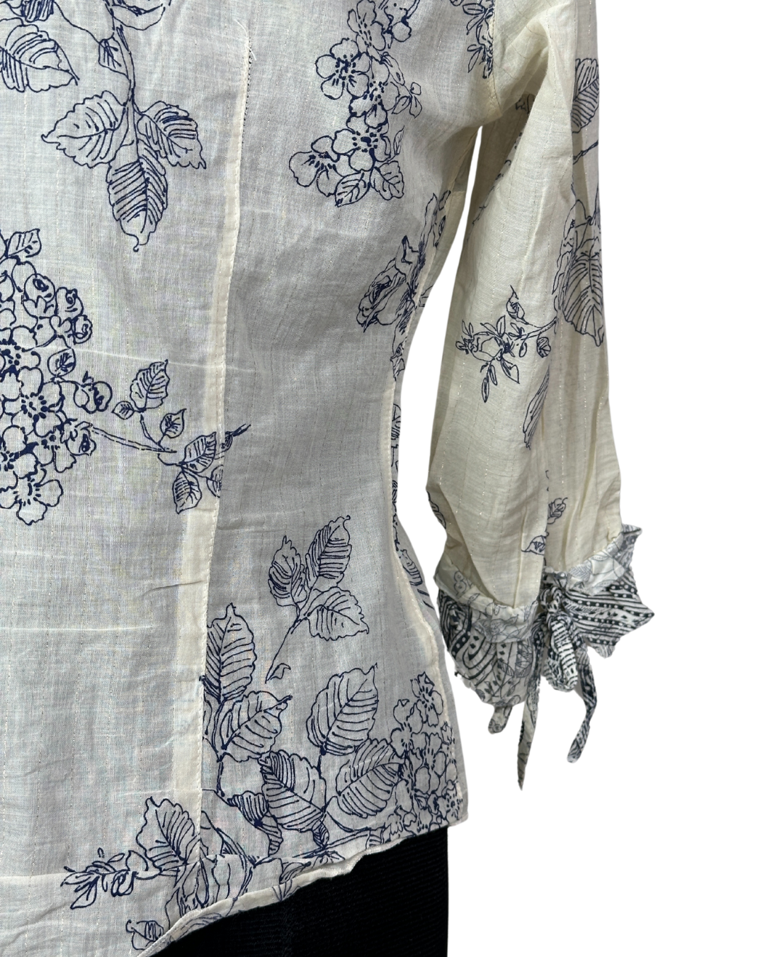 Principles Petite Floral Tie-Front Ruffle Blouse - Small