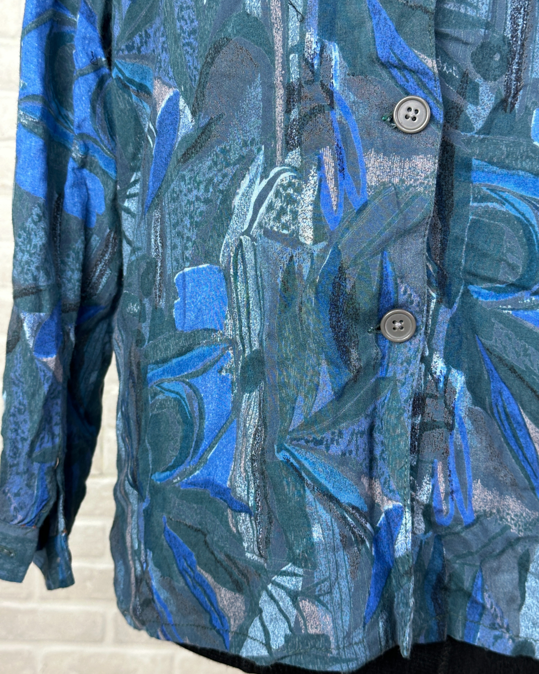Vintage Long Sleeve Abstract Print Women's Shirt - Medium