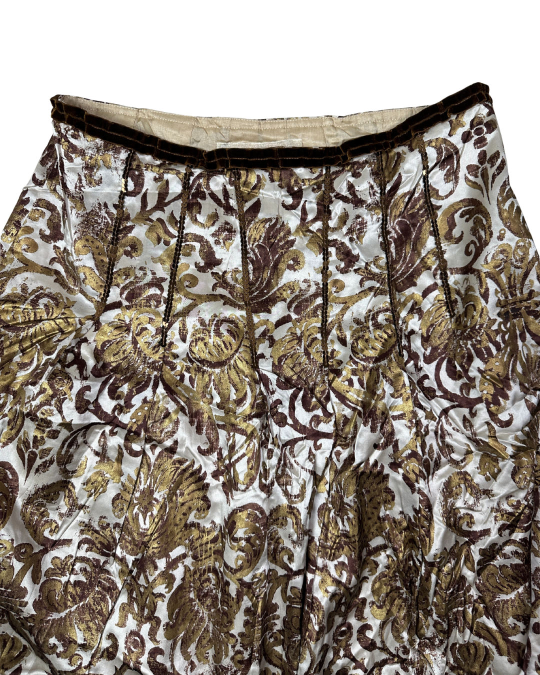 Vintage Schumacher Baroque Print Skirt With Sequins Detail