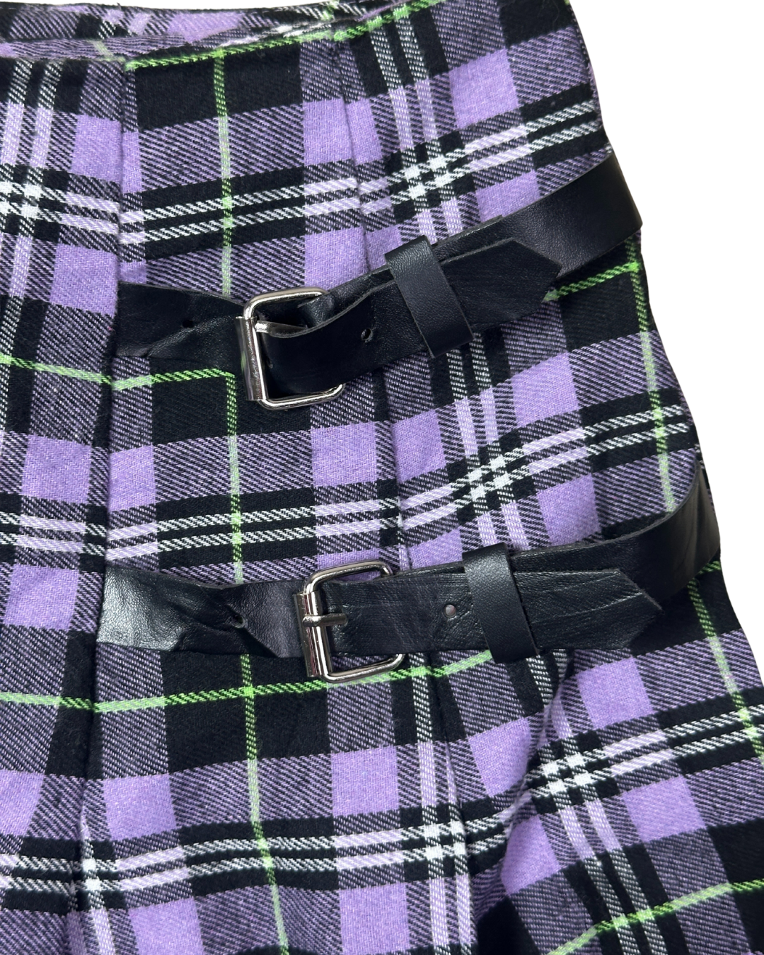 Purple Plaid Pleated Mini Skirt - XL