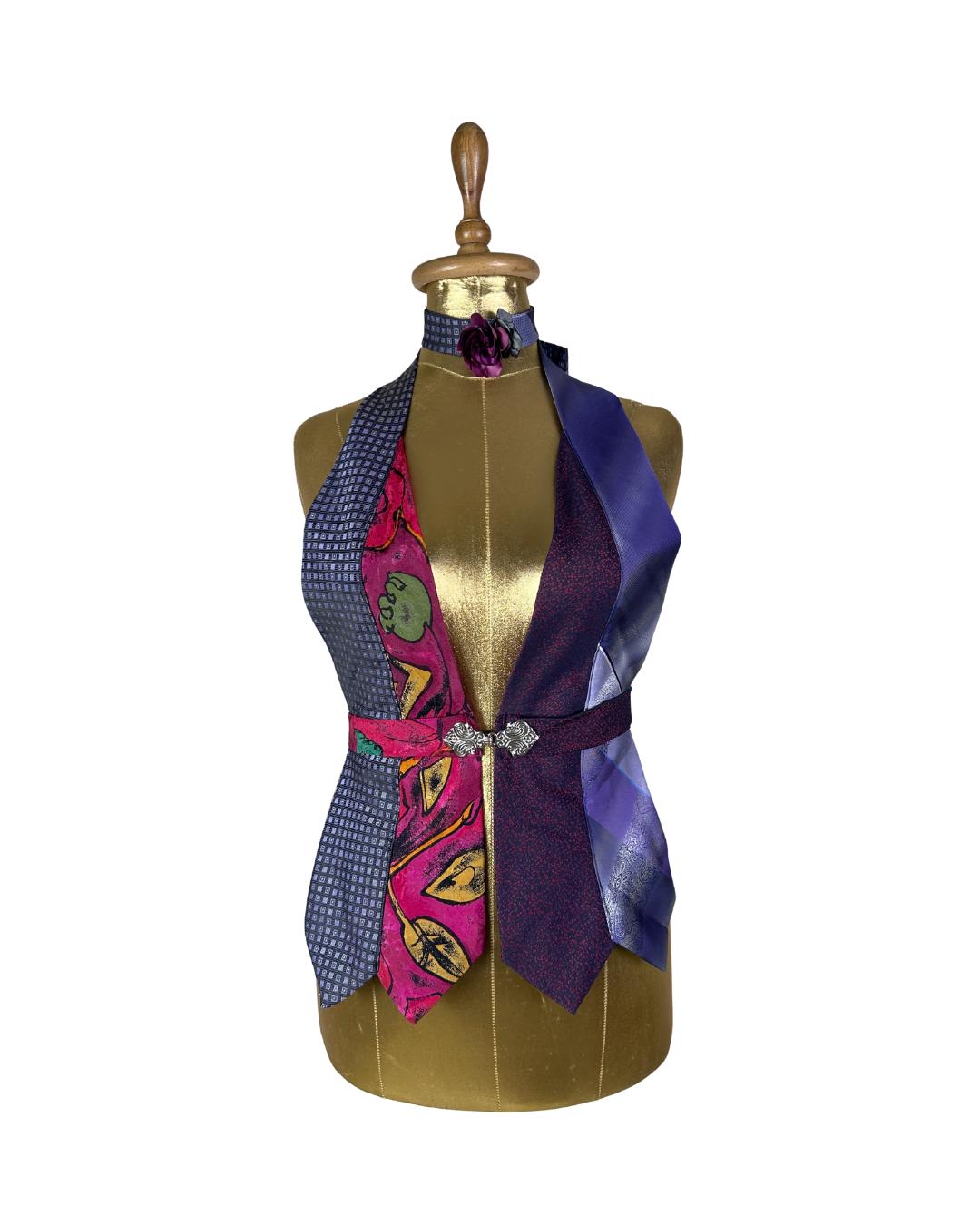 Handmade Upcycled Tie Vest Top with Choker