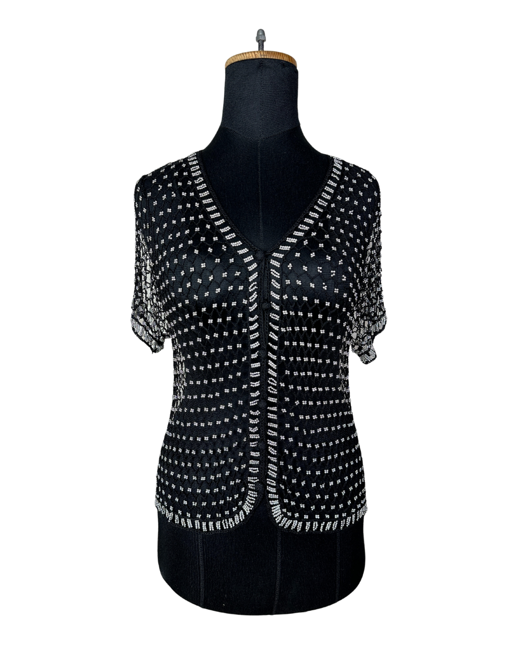 Vintage Crochet Beaded Cardigan Top