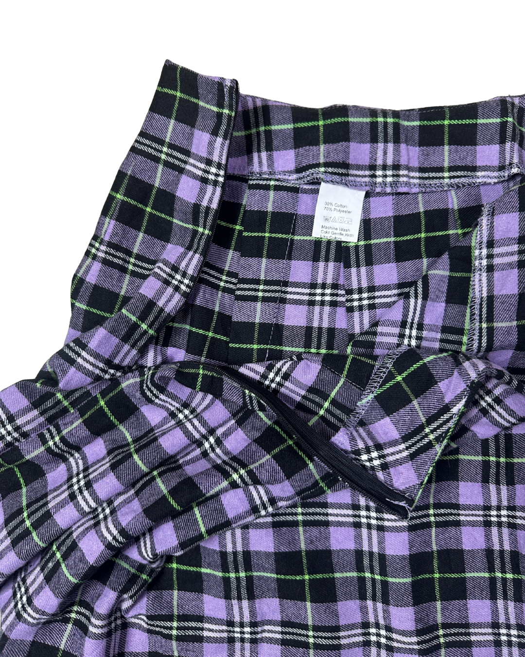 Purple Plaid Pleated Mini Skirt - XL