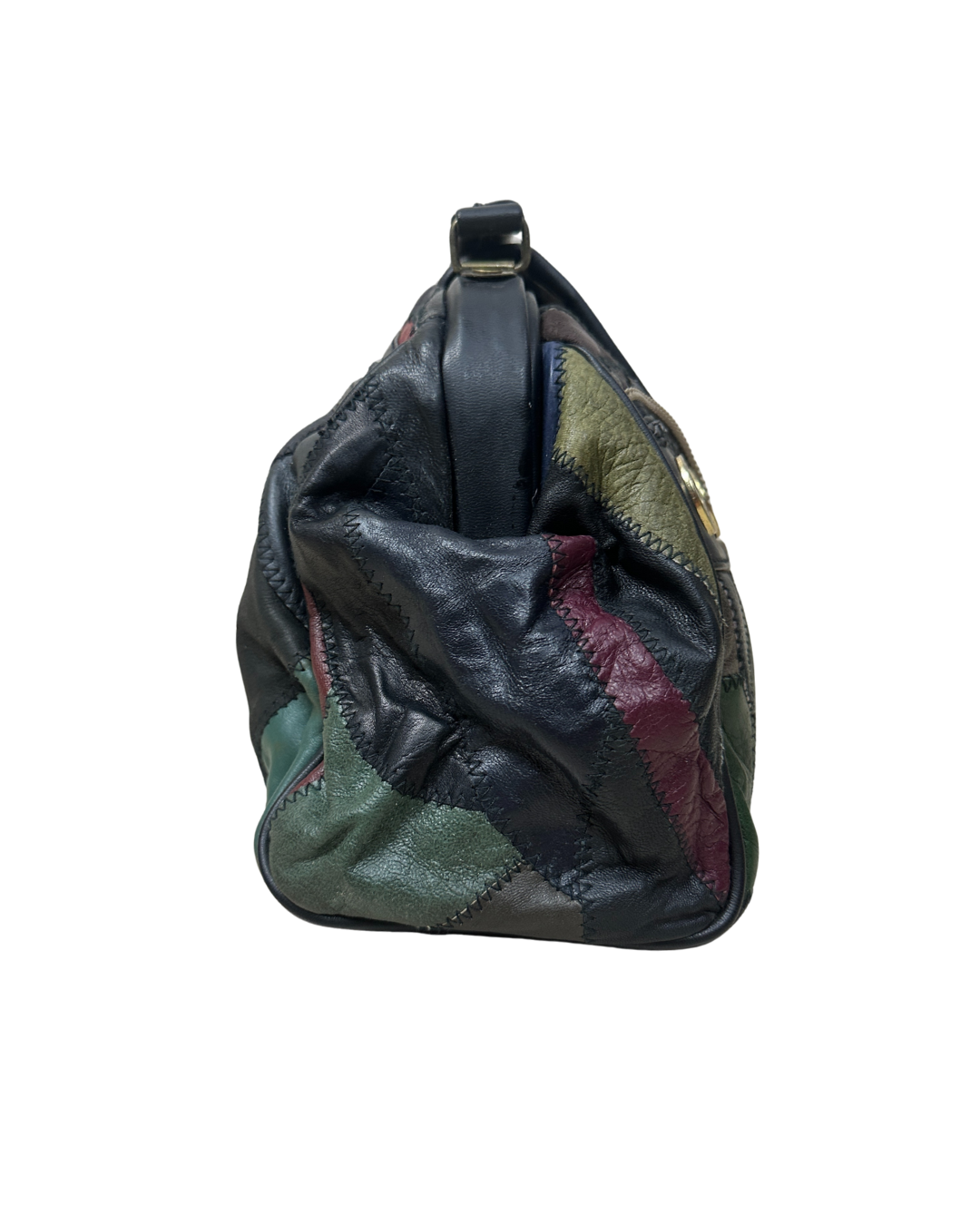 Vintage 80s KMQ Patchwork Genuine Leather Handbag