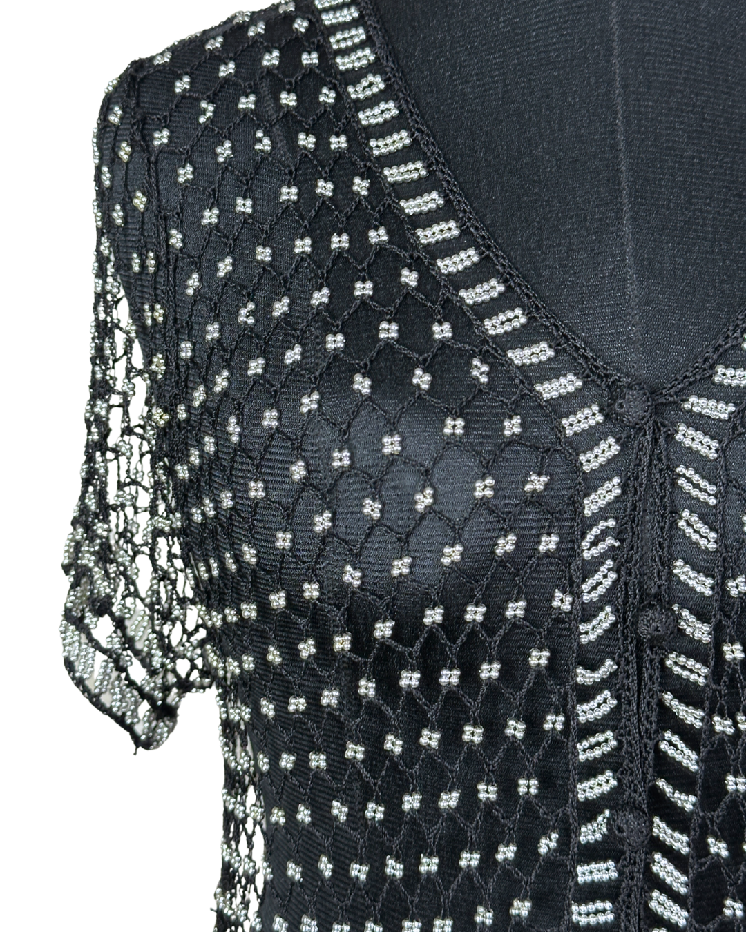 Vintage Crochet Beaded Cardigan Top