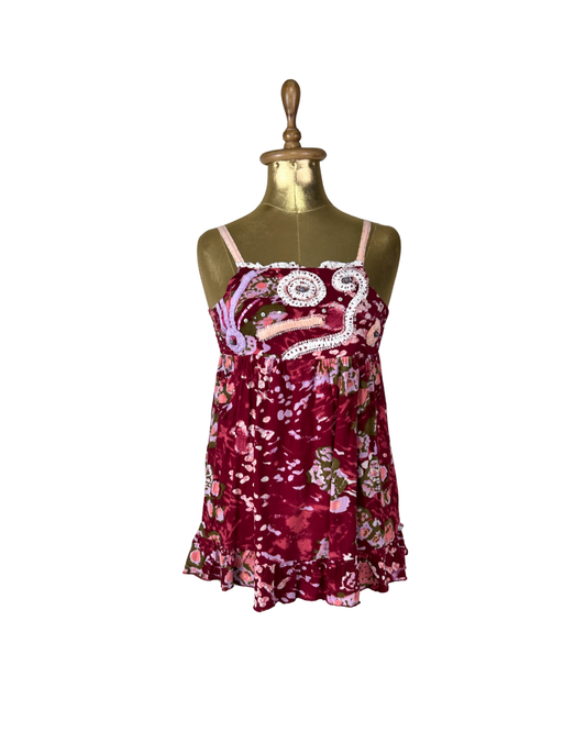 Y2K Patchwork Sequin Floral Cami