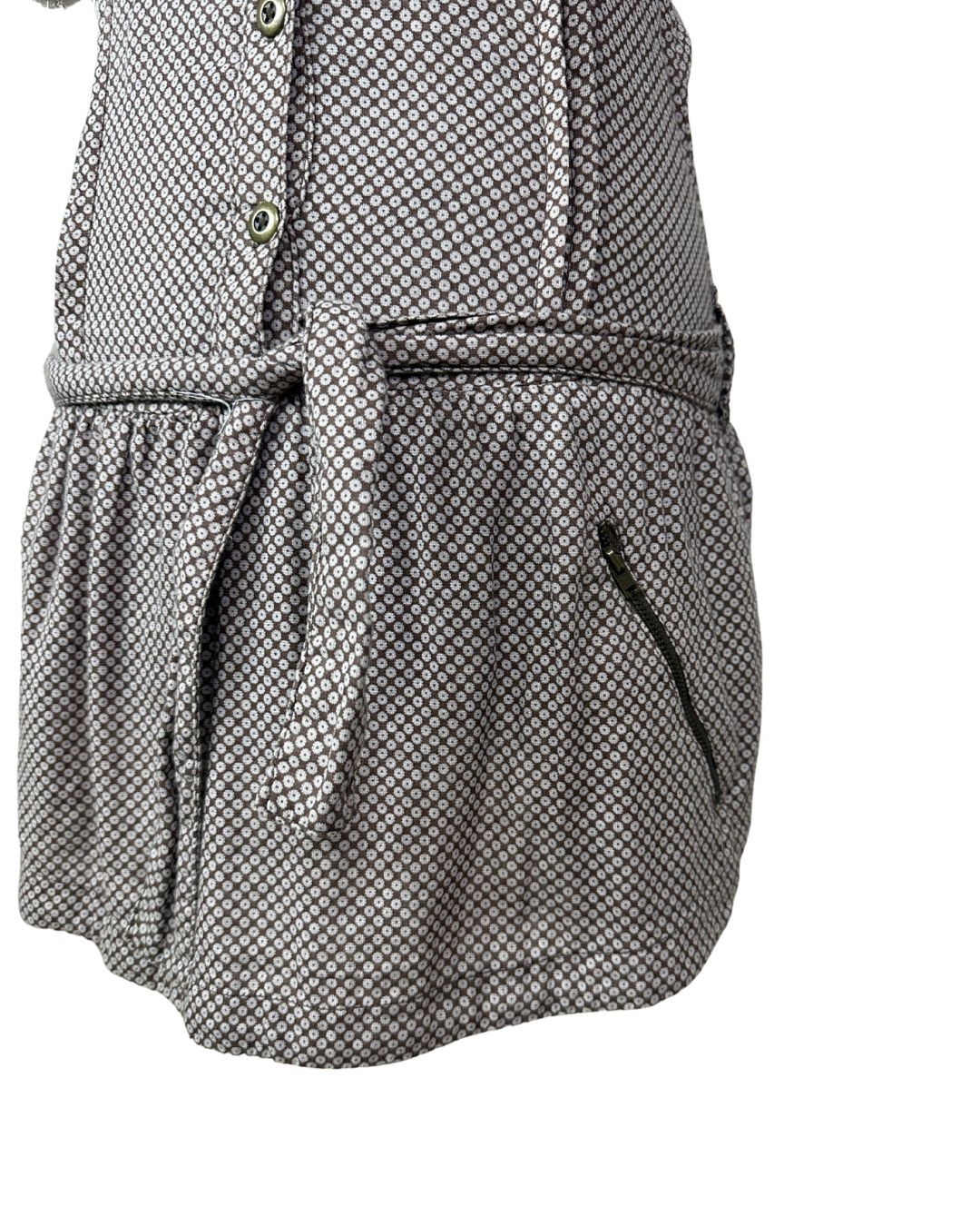 90s Geometric Print Dress with Tie Waist & Pockets