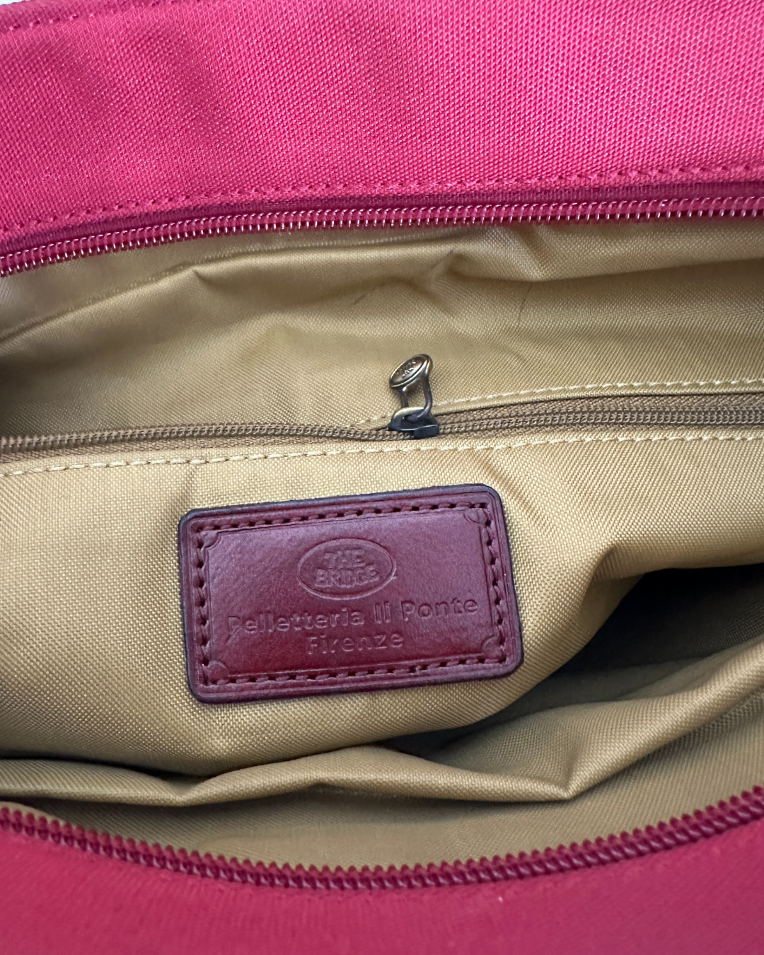 The Bridge Luxury Italian Red Canvas & Leather Tote Bag