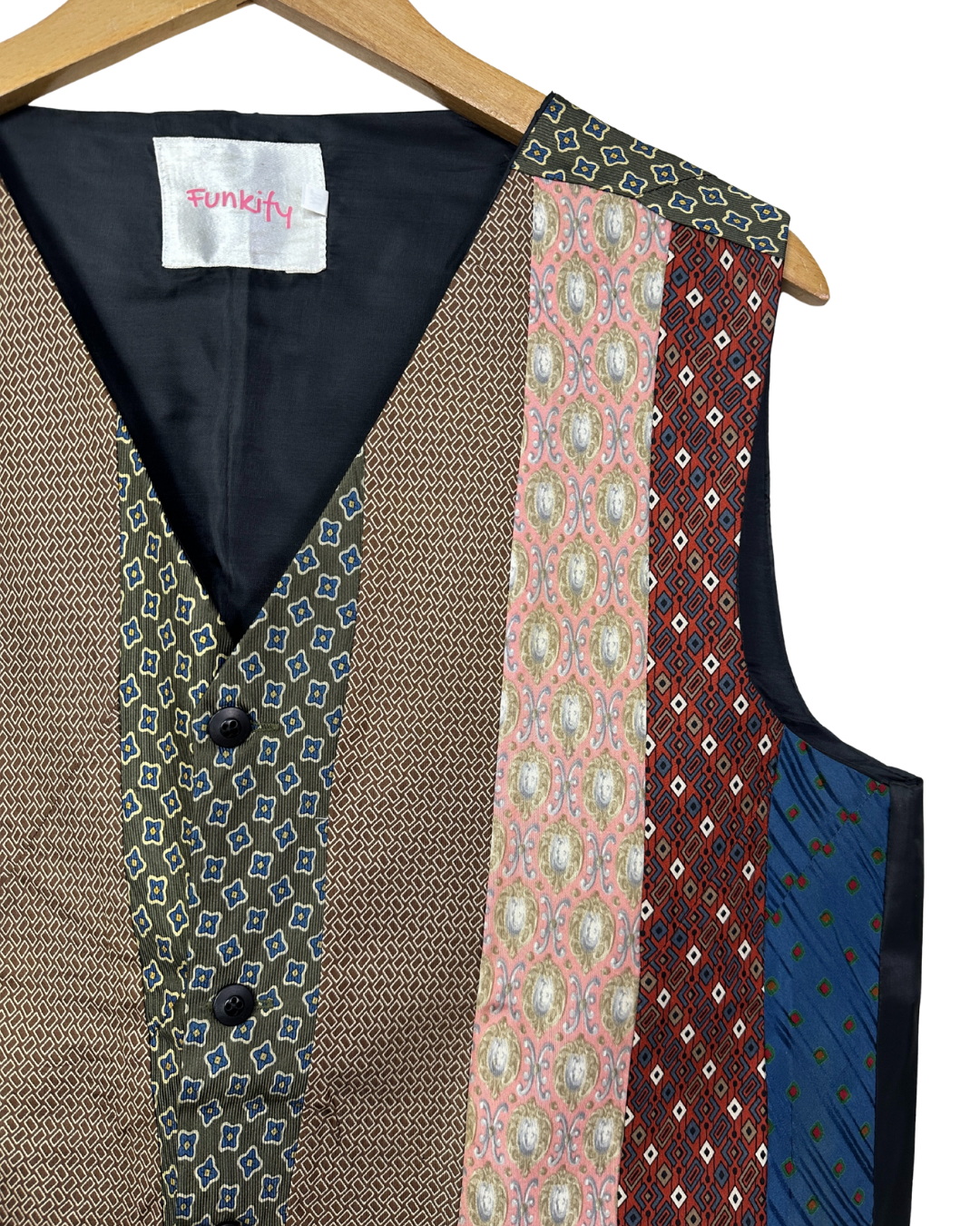 Retied Unisex Upcycled Neckties Vest XL