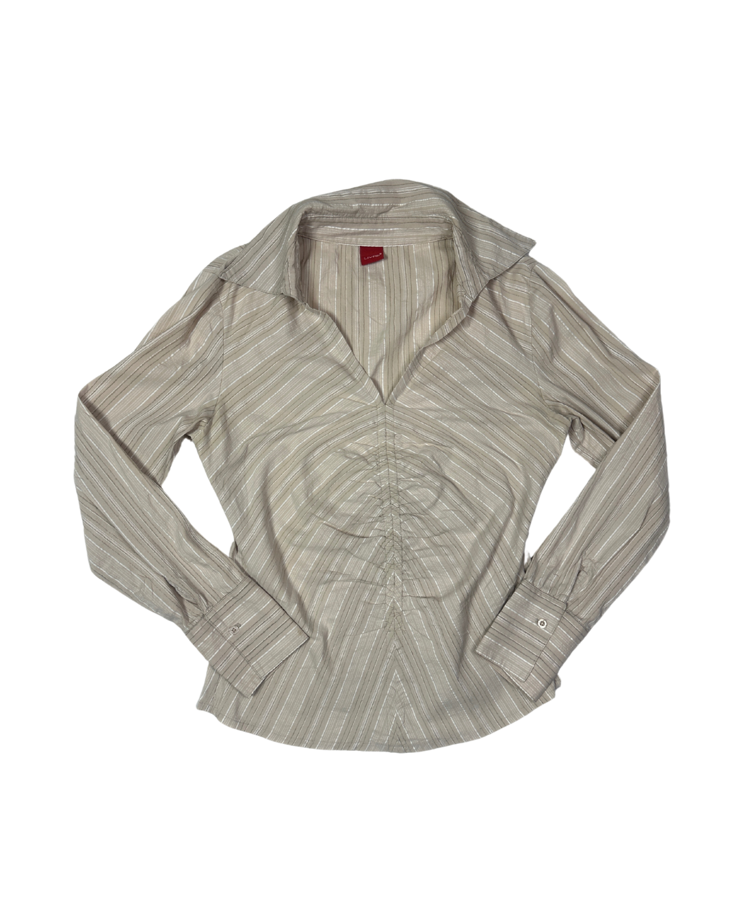 Livre Vintage Striped Ruched Fitted Blouse