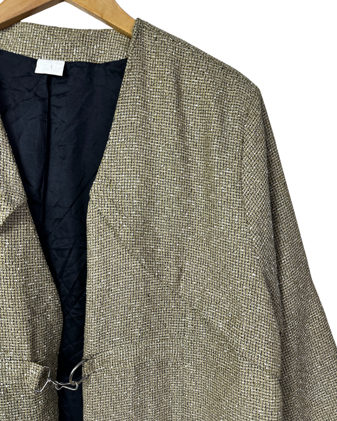 Vintage Metallic Woven Women's Evening Jacket – Hook Closure