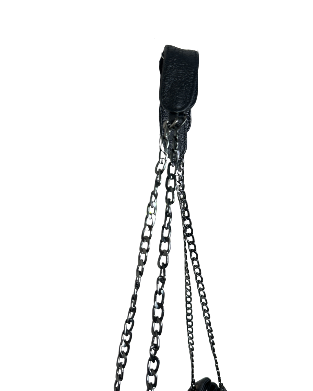 Vintage Y2K Genuine Leather Shoulder Bag with Adjustable Double Chain Strap