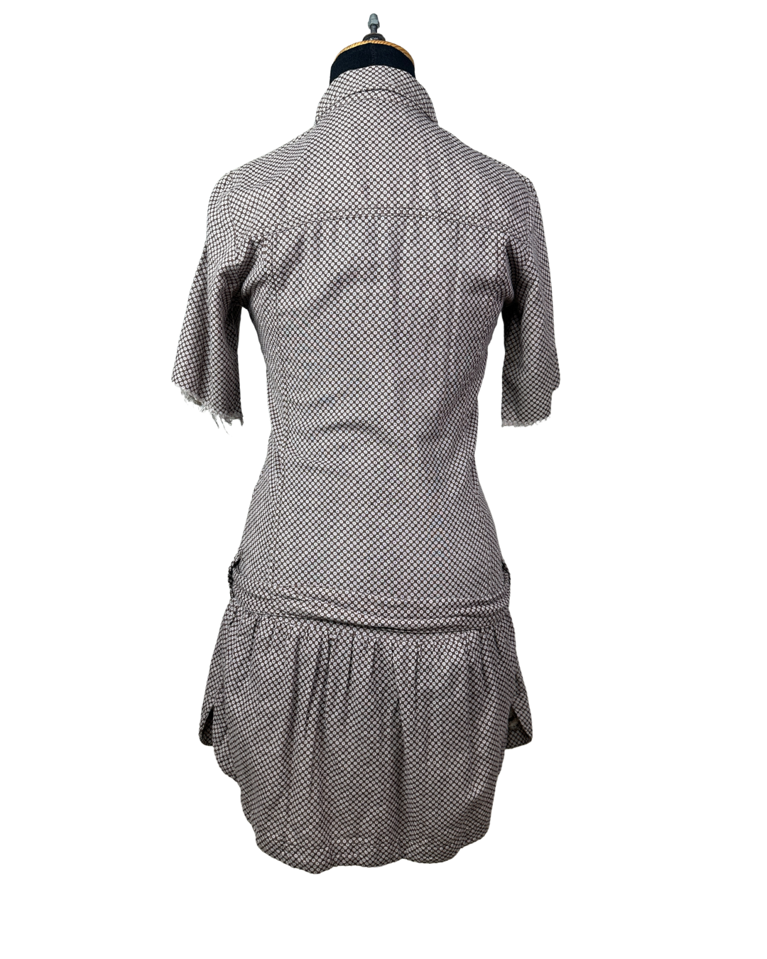 90s Geometric Print Dress with Tie Waist & Pockets