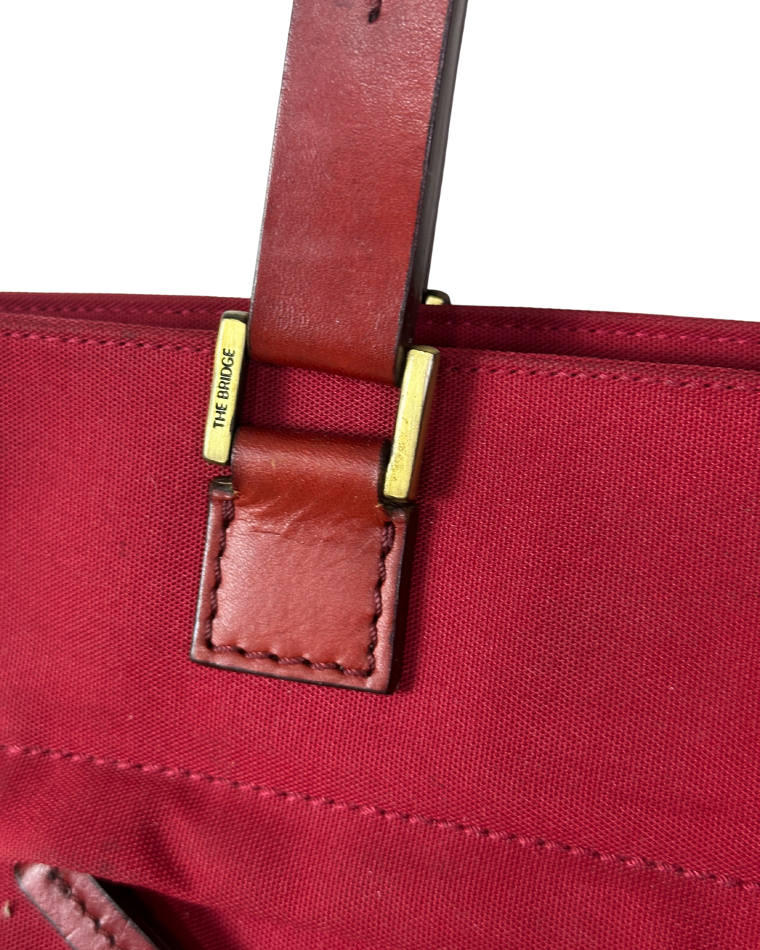 The Bridge Luxury Italian Red Canvas & Leather Tote Bag