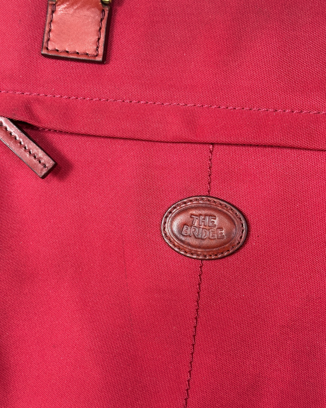 The Bridge Luxury Italian Red Canvas & Leather Tote Bag