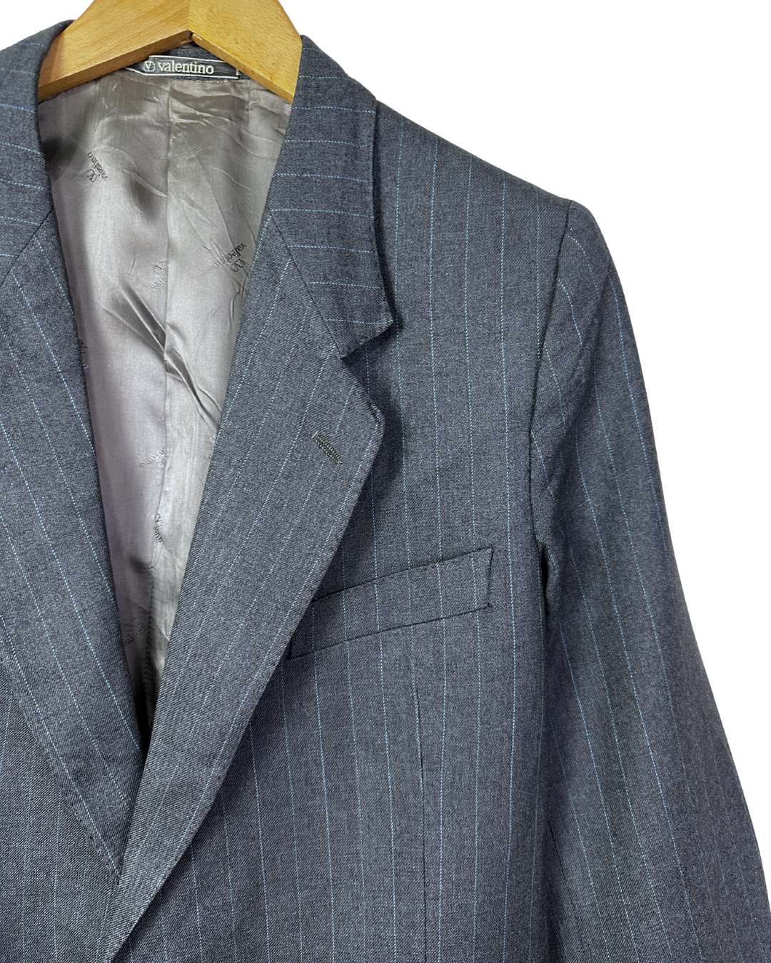 Vintage Valentino Uomo Pinstripe Pure Virgin Wool Blazer