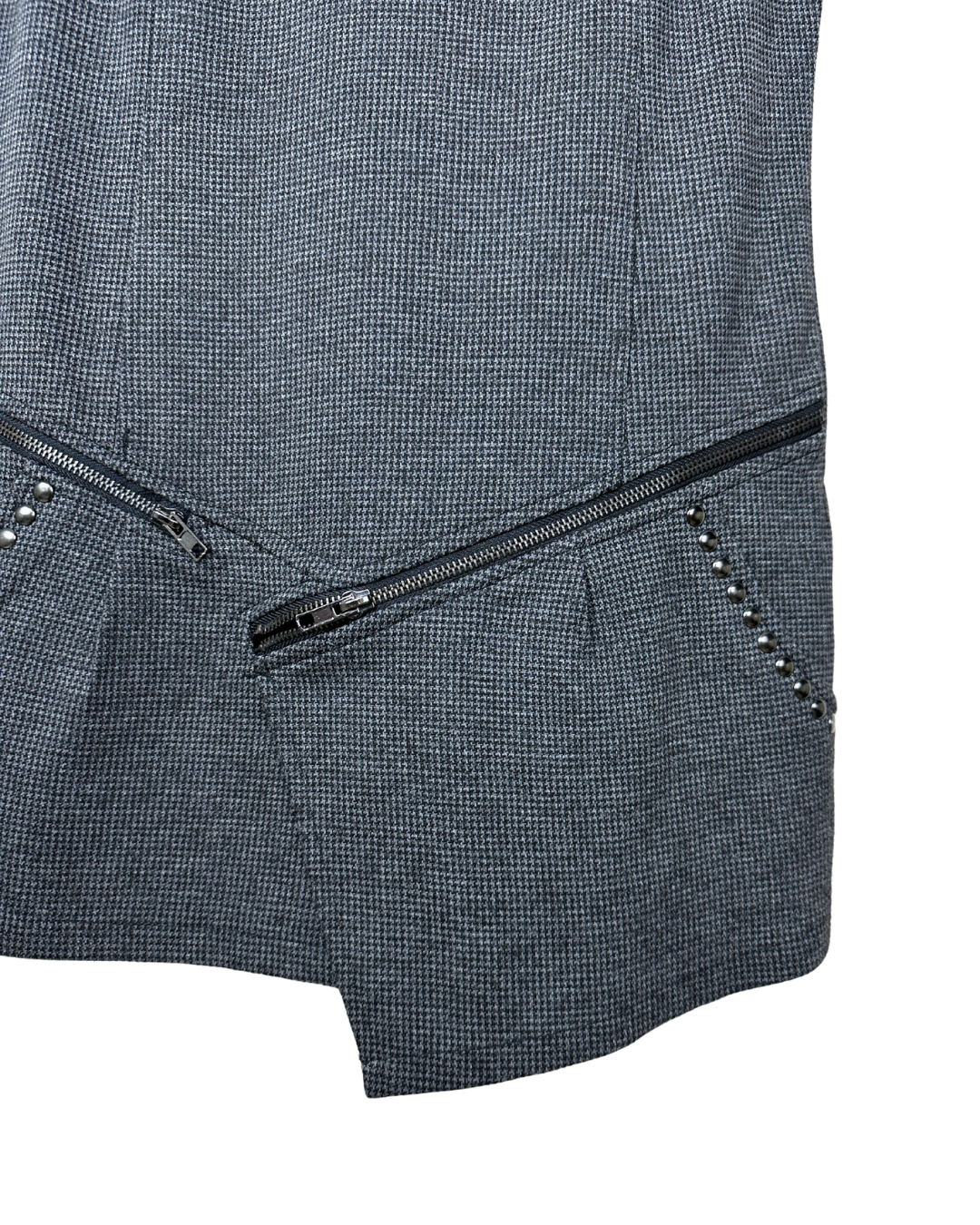 Mim Studded Asymmetrica Mini Dress with Zipper Details Small