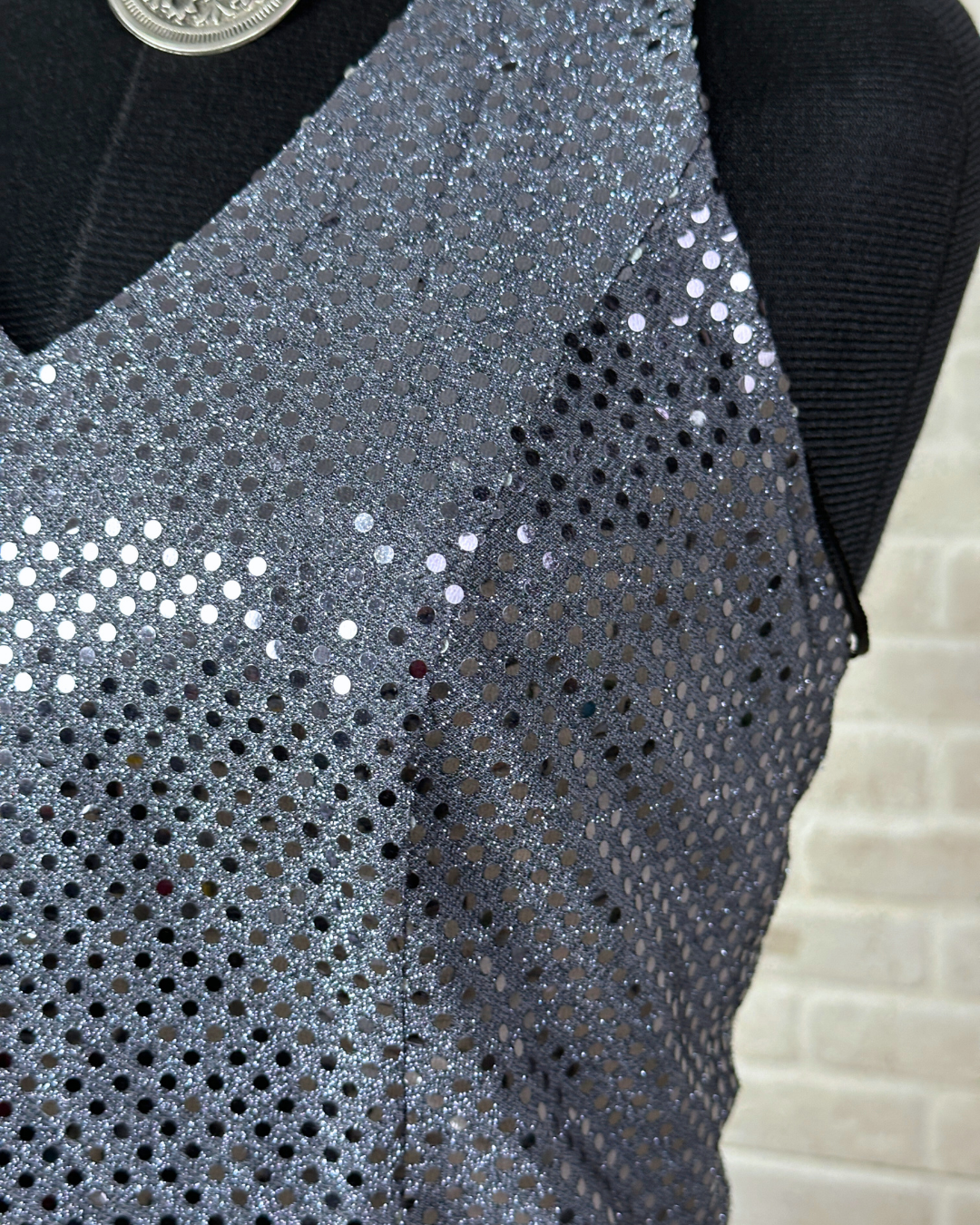 Montego Silver Sequin Halter Top – XS/S