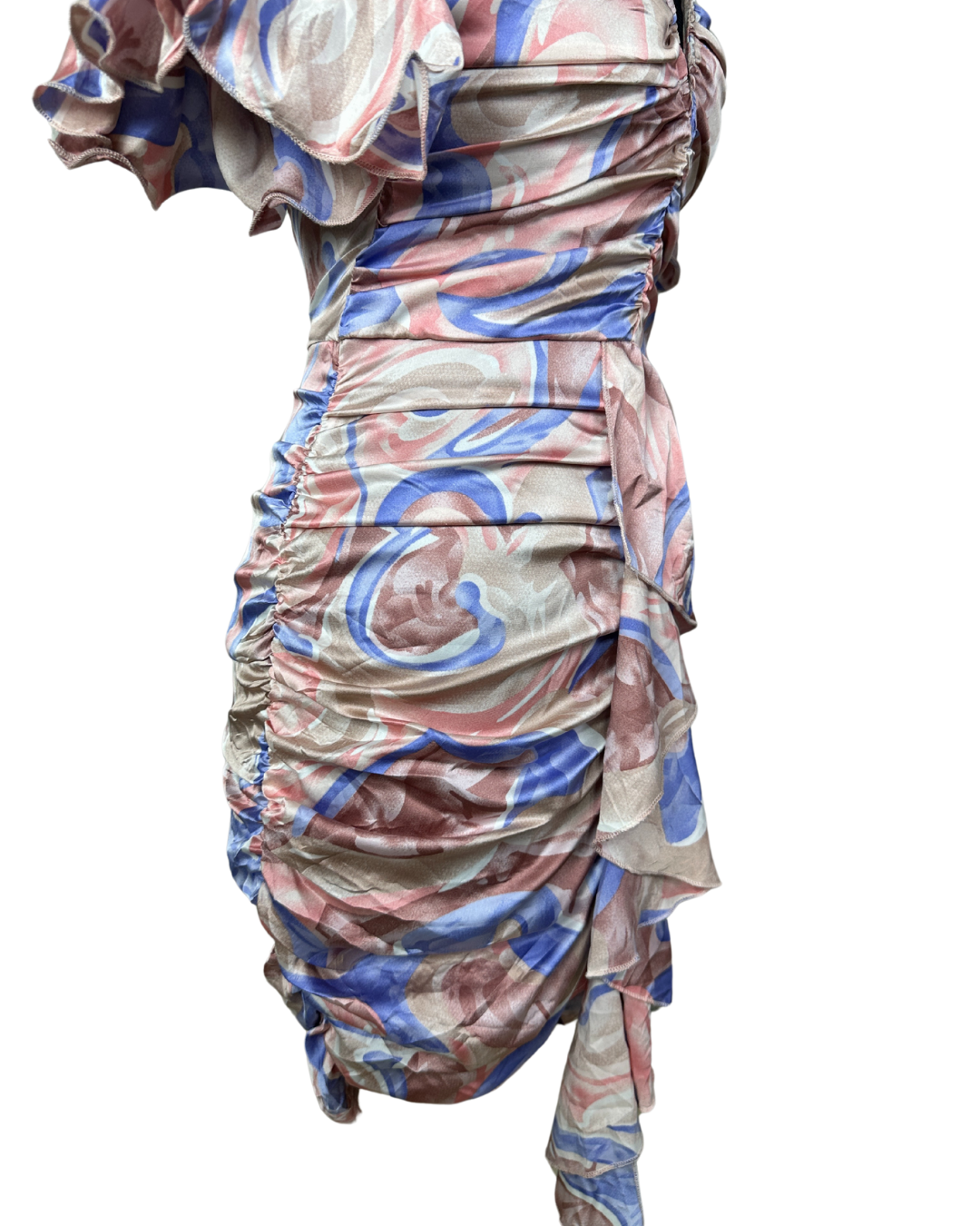 PLT Ruffle Sleeve Ruched Bodycon Dress