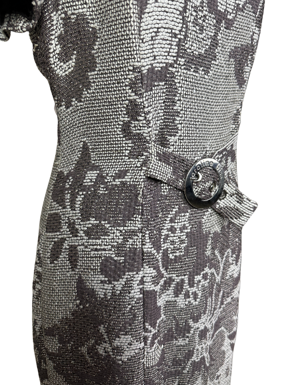 Caroline Biss Floral Brocade Midi Dress with Waist Detail