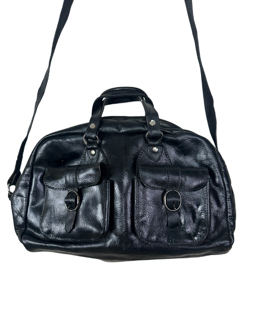 Vintage Genuine Leather Satchel Bag w/ Front Pockets