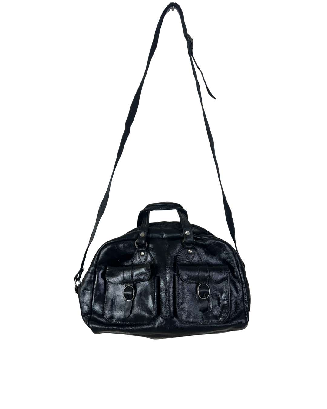Vintage Genuine Leather Satchel Bag w/ Front Pockets