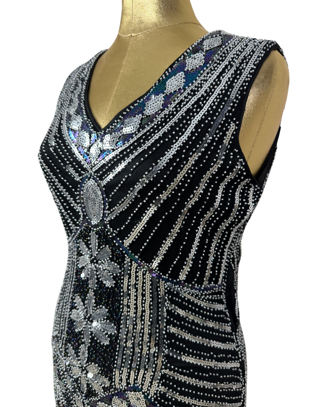 1920's Inspired Great Gatsby Sequin Flapper Dress - Medium