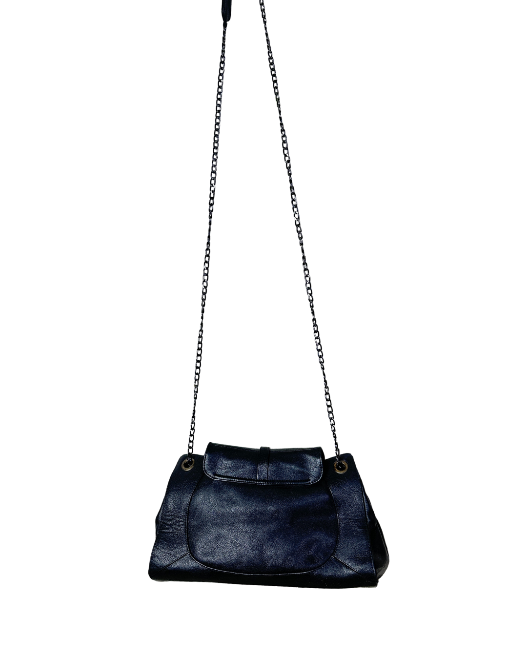 Vintage Y2K Genuine Leather Shoulder Bag with Adjustable Double Chain Strap