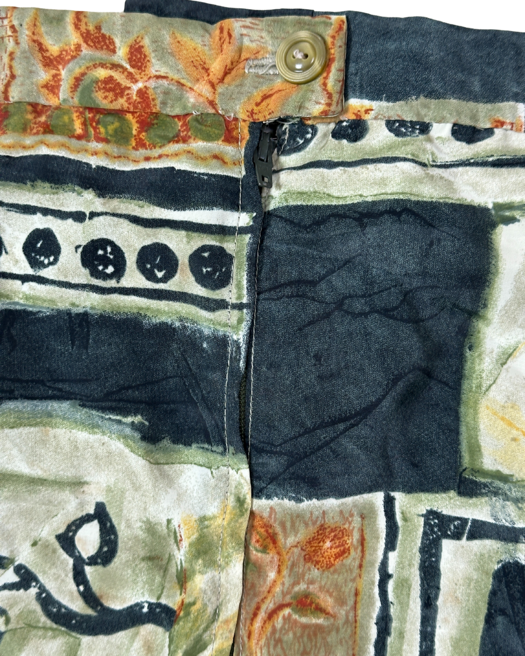 Vintage Patchwork Abstract Midi Skirt
