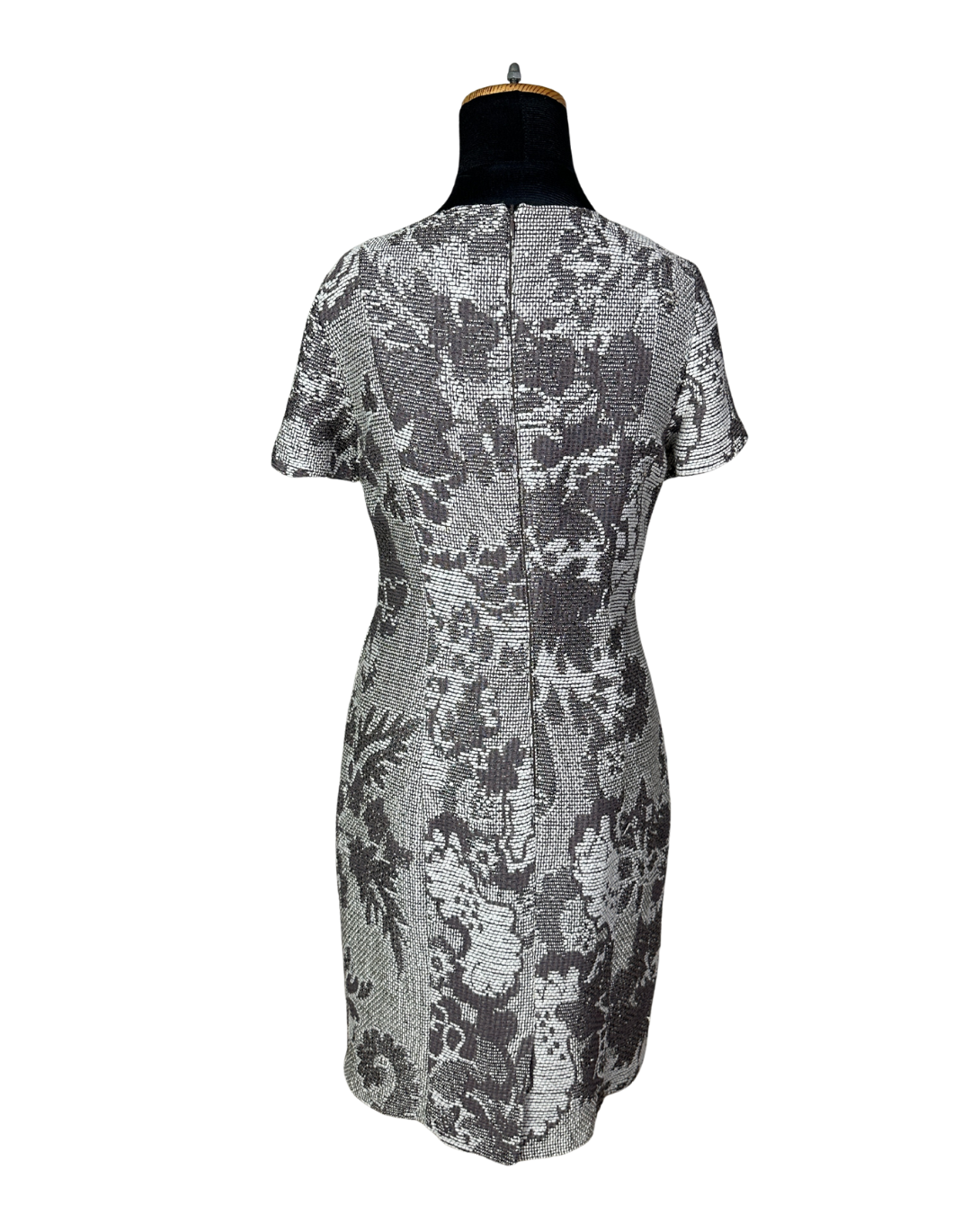 Caroline Biss Floral Brocade Midi Dress with Waist Detail