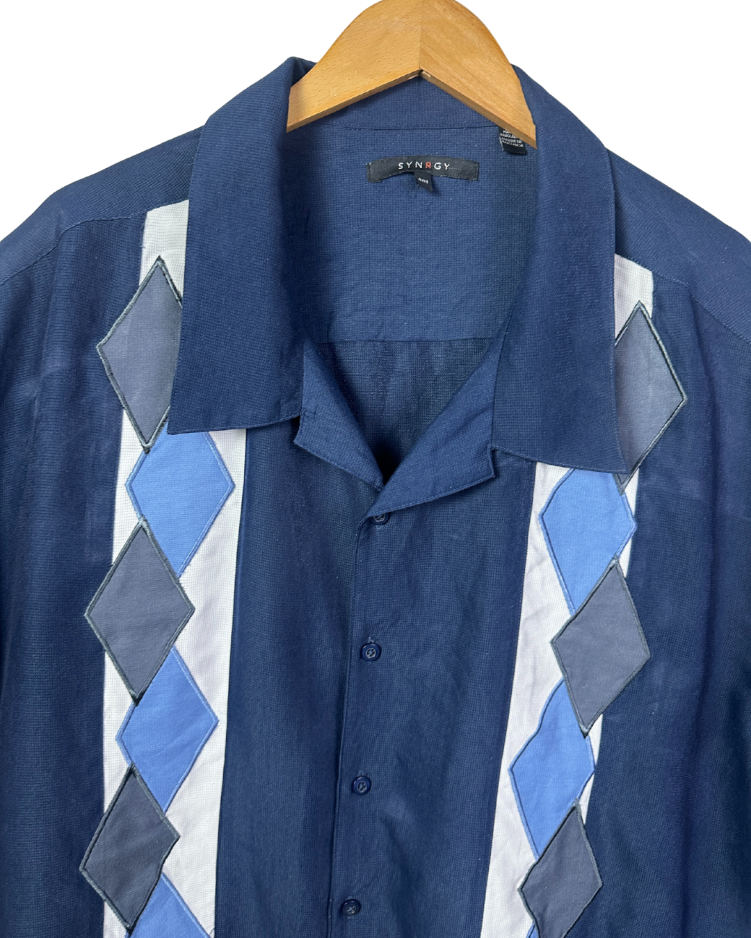 Syntgy Diamond Pattern Bowling Shirt - 4XL
