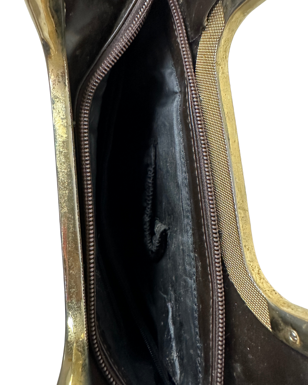 Vintage Faux Snakeskin Structured Bag with Gold Trim