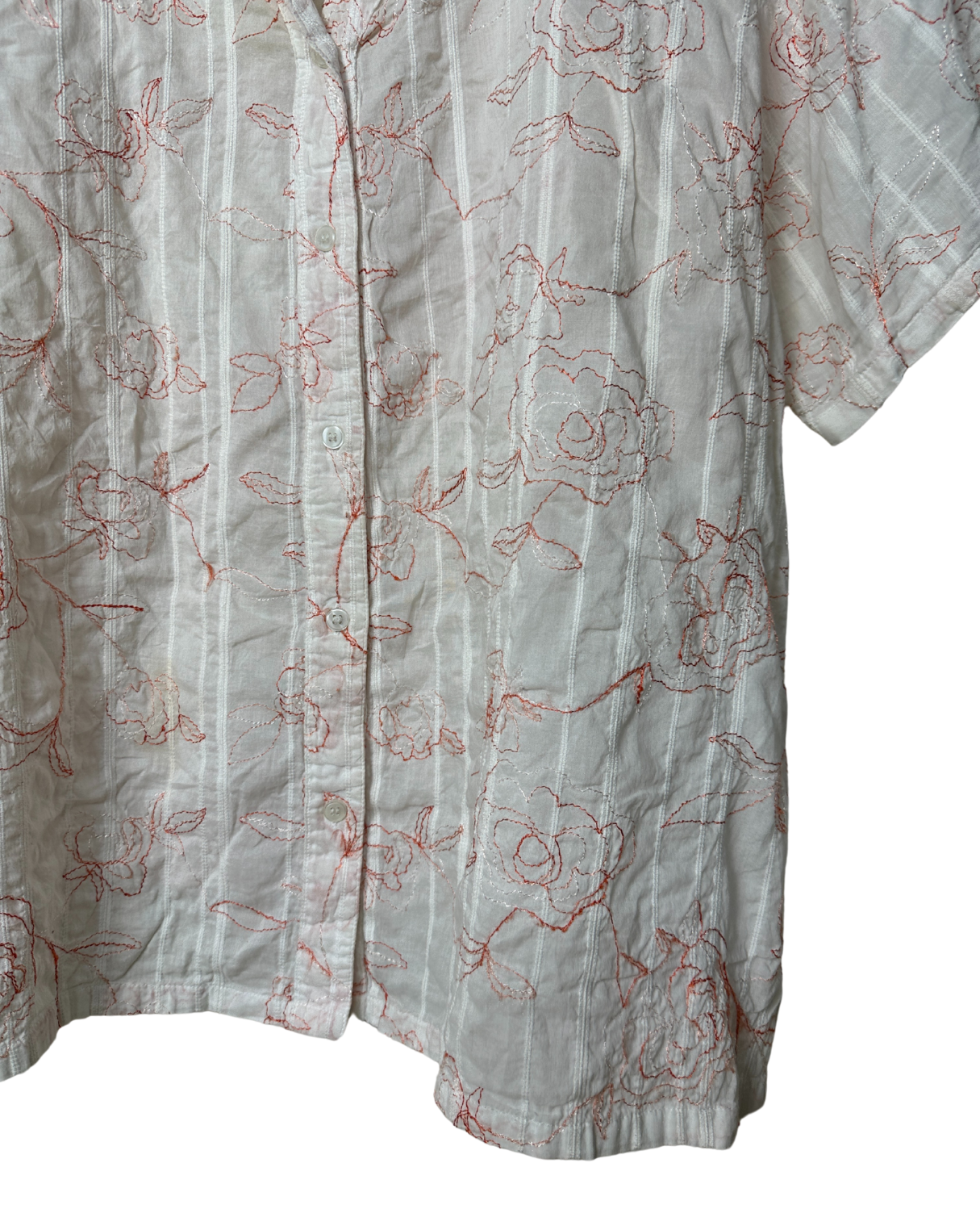 Embroidered Floral Textured Shirt - Women's XL