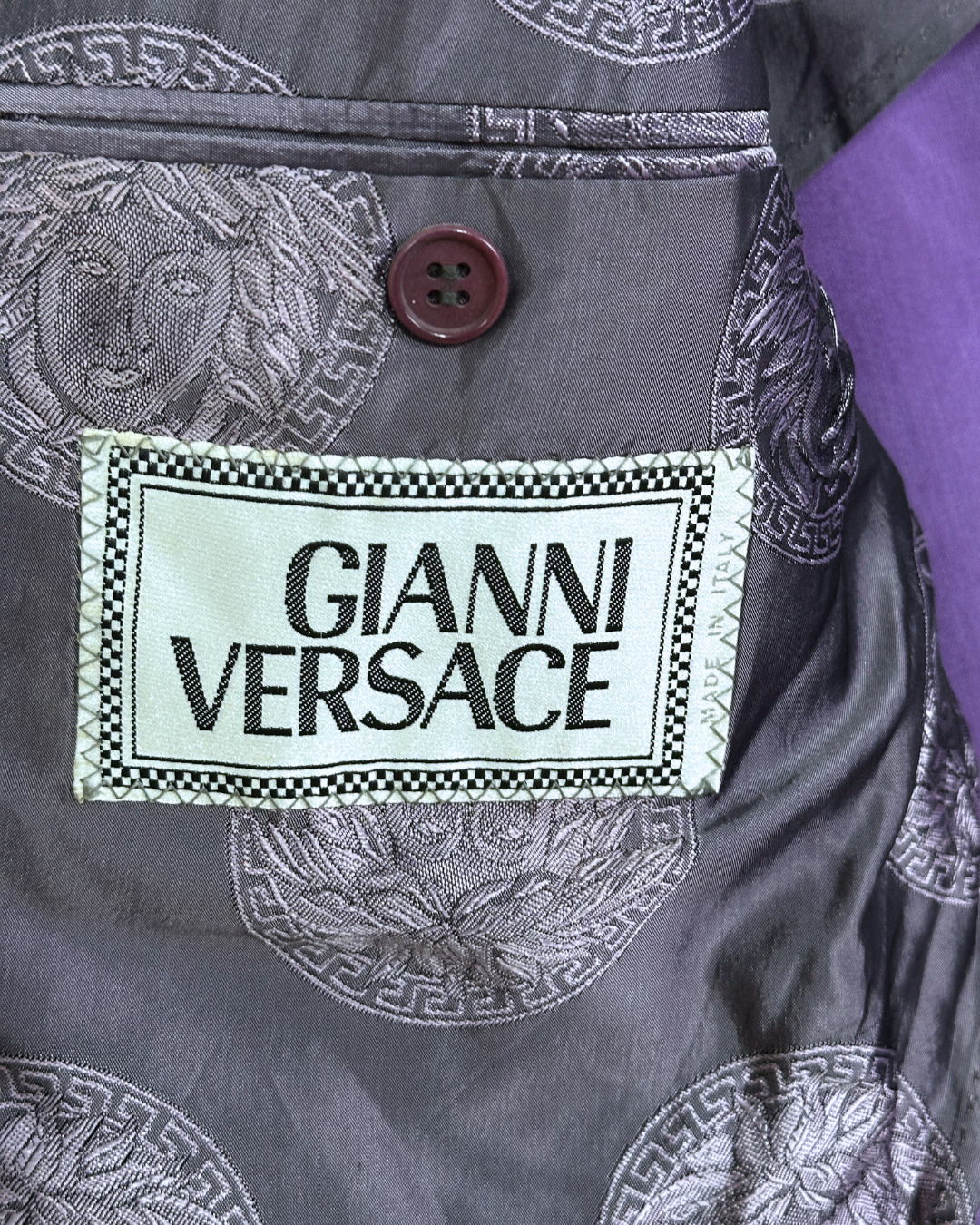 Vintage Deadstock 1990s Gianni Versace Purple Medusa Blazer
