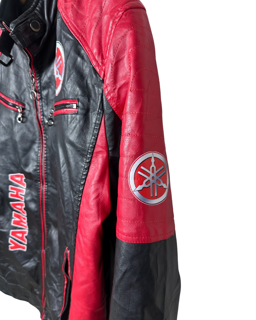 Vintage Yamaha Fleece-Lined Racing Biker Leather Jacket Large
