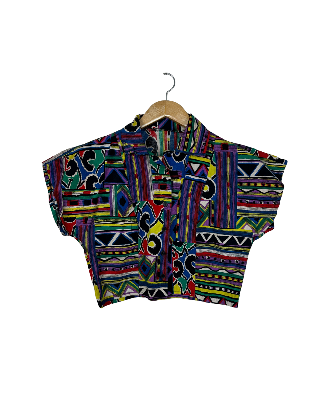 Vintage Geo Print Cropped Women's Shirt
