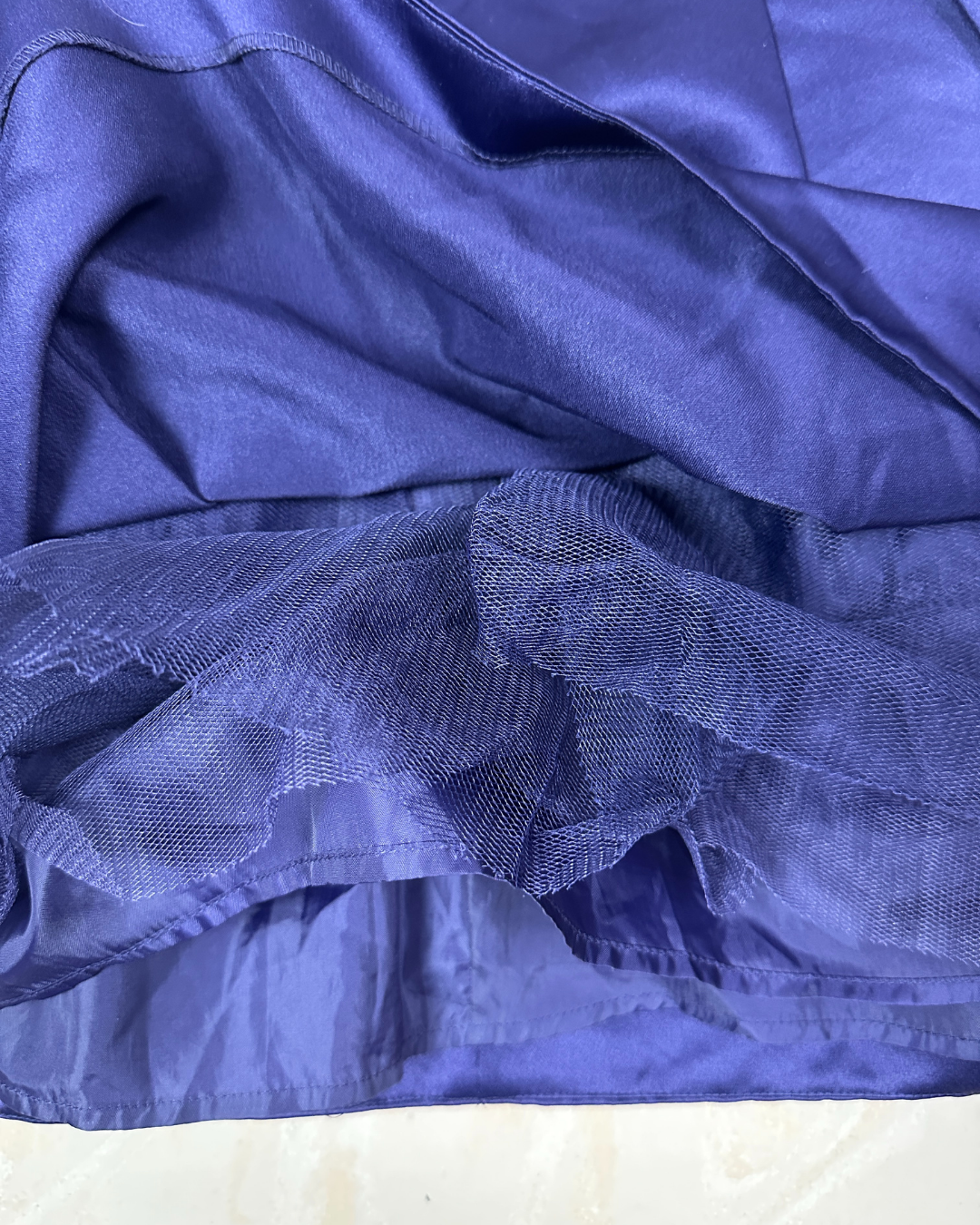 Pleated Satin Mini Skirt with Tulle Layers
