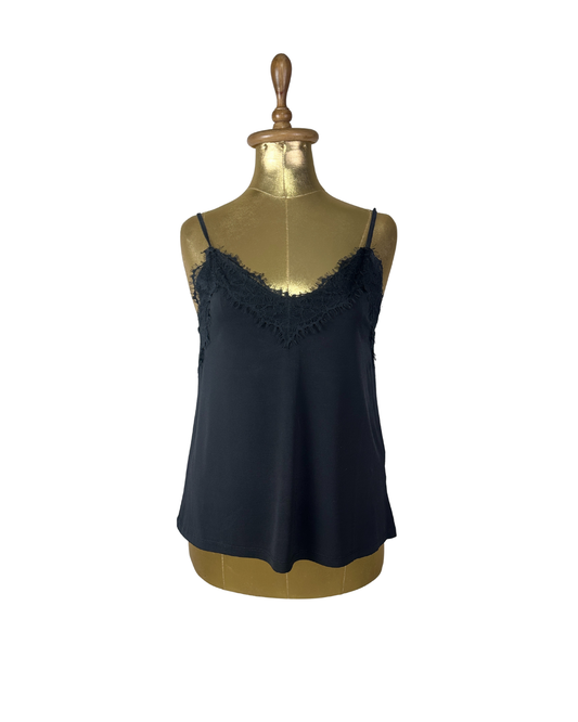 Black Lace-Trim Cami – Adjustable Straps