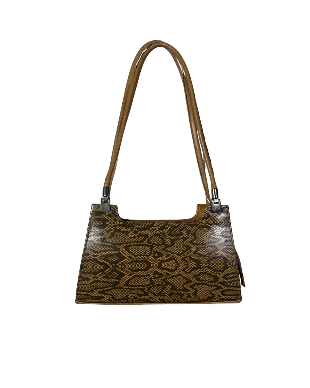 Vintage Snakeskin-Print Structured Baguette Bag