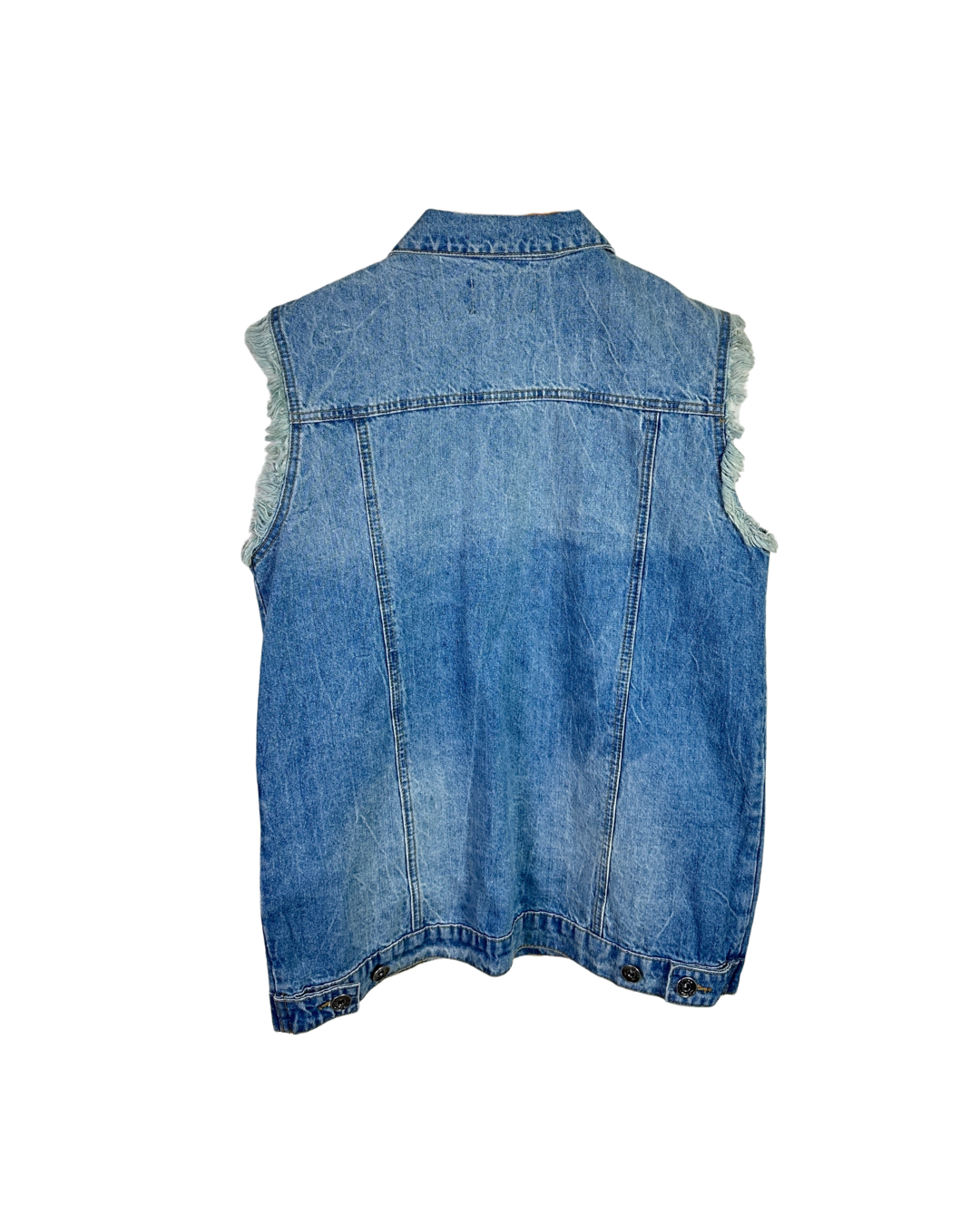 Twist Embellished Denim Vest with Raw Edges