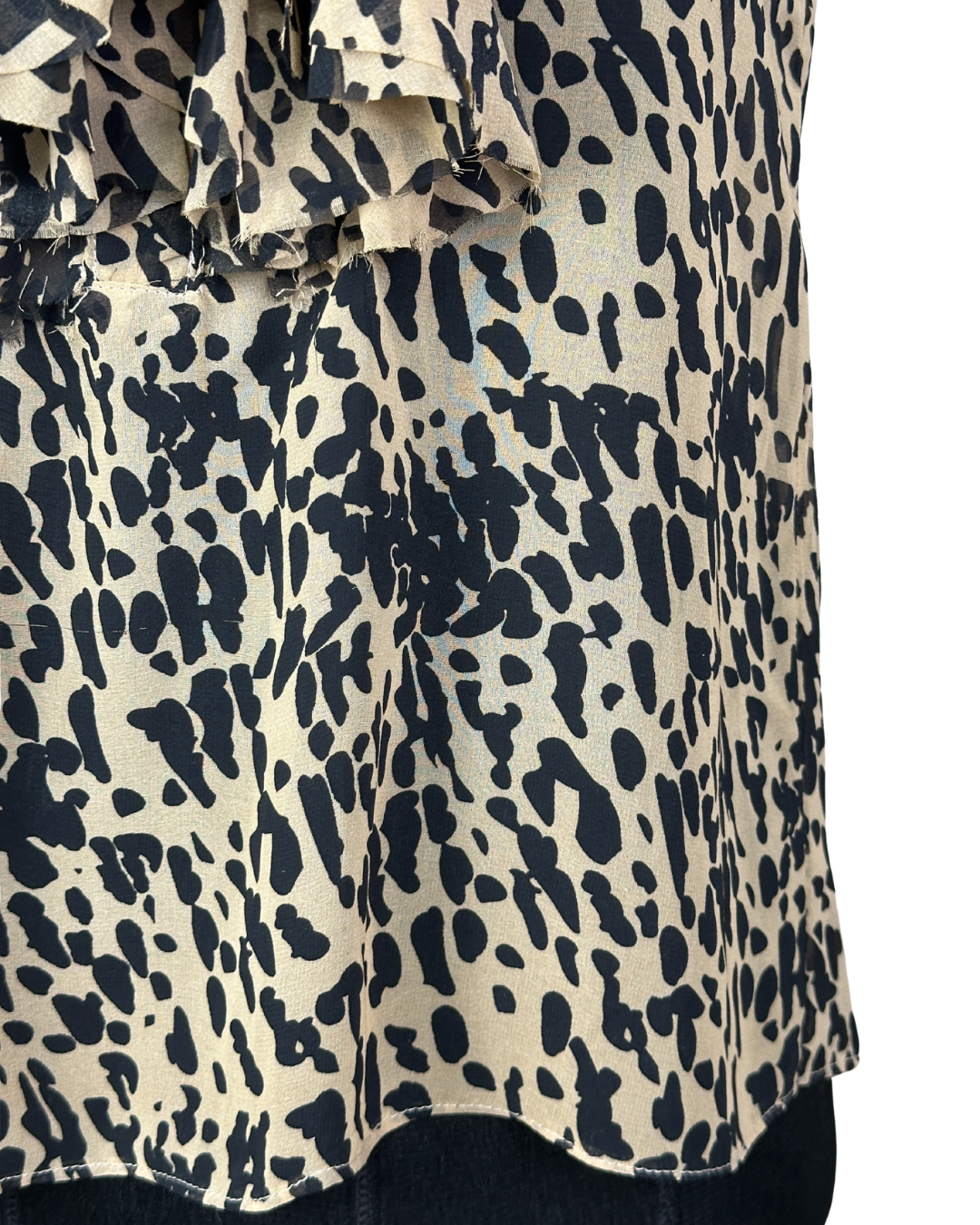 Sleeveless Leopard Print Ruffle Blouse