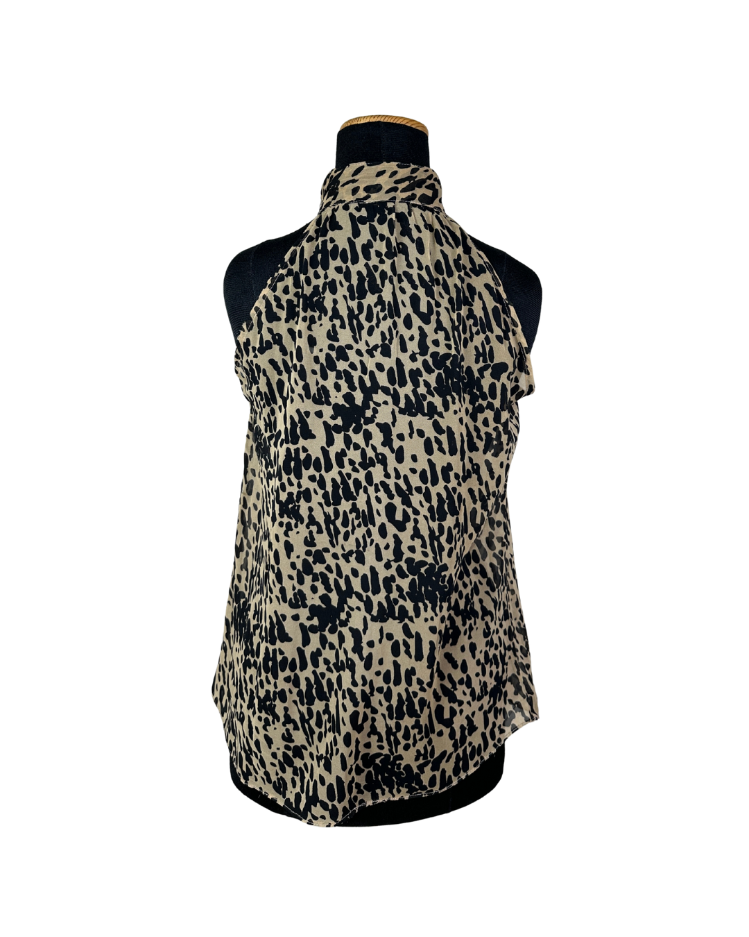 Sleeveless Leopard Print Ruffle Blouse